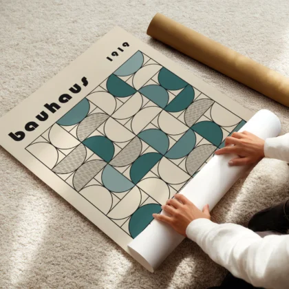 Minimalist Bauhaus Print – Green Semi Circles