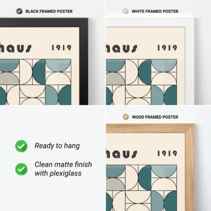 Minimalist Bauhaus Print – Green Semi Circles