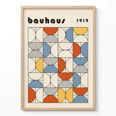 Bauhaus Abstract Framed Wall Art Poster – Minimalist Retro Print
