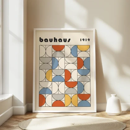 Bauhaus Abstract Framed Wall Art Poster – Minimalist Retro Print