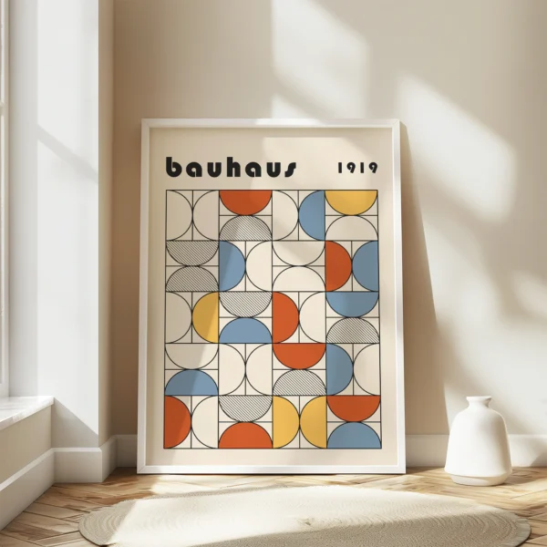 Bauhaus Abstract Framed Wall Art Poster – Minimalist Retro Print