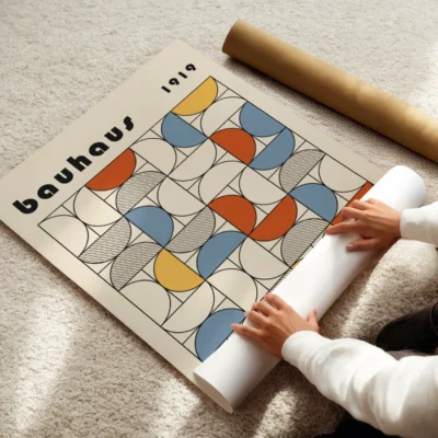 Bauhaus Abstract Framed Wall Art Poster – Minimalist Retro Print