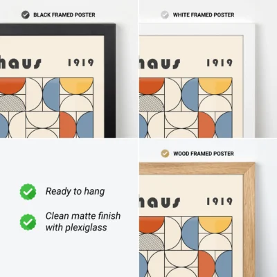 Bauhaus Abstract Framed Wall Art Poster – Minimalist Retro Print