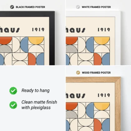 Bauhaus Abstract Framed Wall Art Poster – Minimalist Retro Print