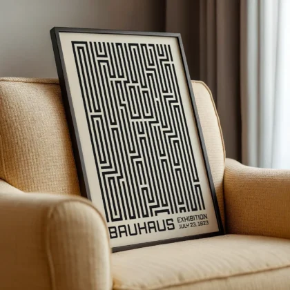 Bauhaus Art Print – Black Maze Lines