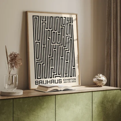 Bauhaus Art Print – Black Maze Lines