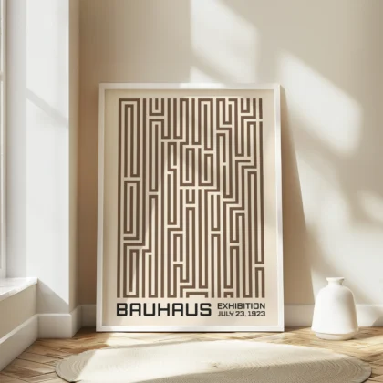Bauhaus Art Print – Brown Maze Lines