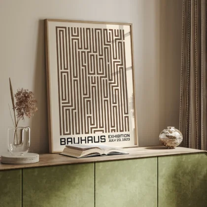Bauhaus Art Print – Brown Maze Lines
