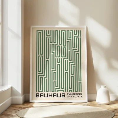 Bauhaus Green Unique Art Print – Geometric Wall Art