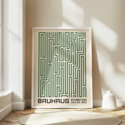 Bauhaus Art Print – Green Maze Lines