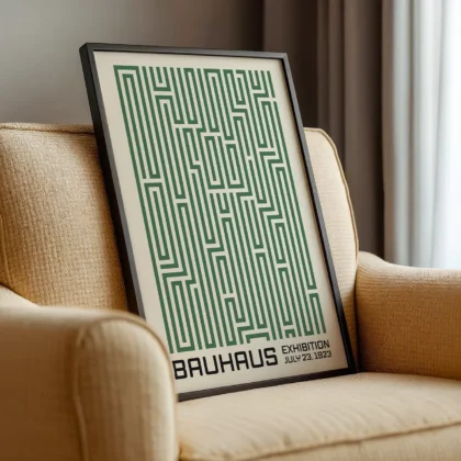 Bauhaus Art Print – Green Maze Lines