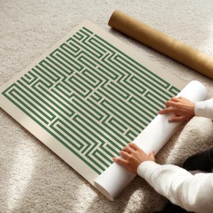 Bauhaus Art Print – Green Maze Lines