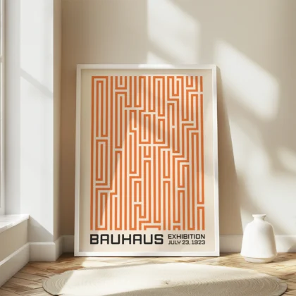 Bauhaus Art Print – Orange Maze Lines