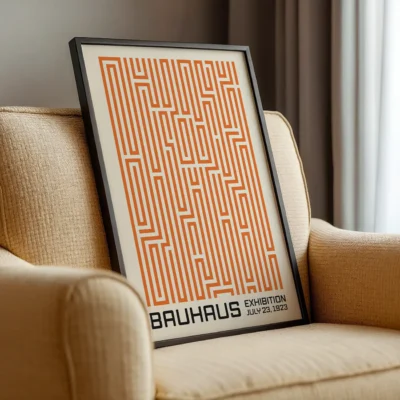 Bauhaus Vintage Poster Art Print Orange – Mid Century Wall Art