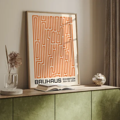 Bauhaus Art Print – Orange Maze Lines