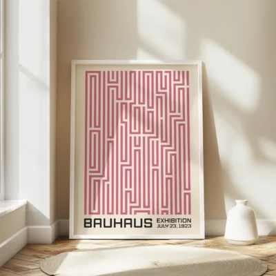 Bauhaus Vintage Poster Art Print Pink – Minimalist Art Print