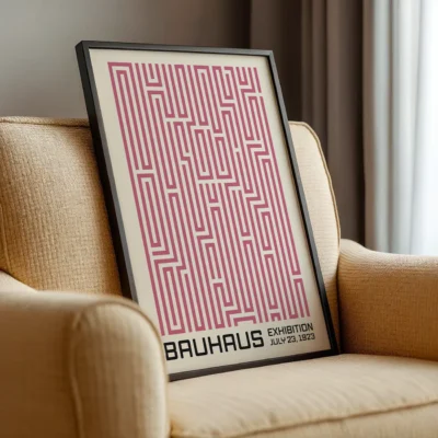 Bauhaus Vintage Poster Art Print Pink – Minimalist Art Print