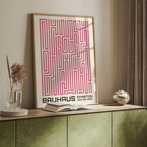 Bauhaus Vintage Poster Art Print Pink – Minimalist Art Print