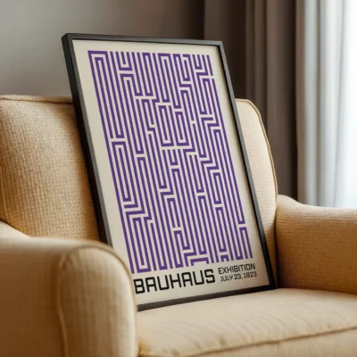 Bauhaus Vintage Poster Art Print Purple – Retro Art Print