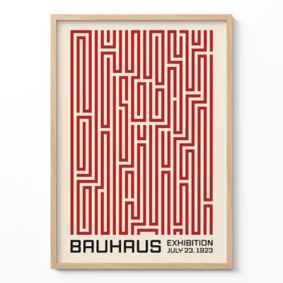 Red Bauhaus Vintage Mid Century Modern Art Print