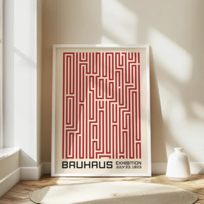Bauhaus Art Print – Red Maze Lines