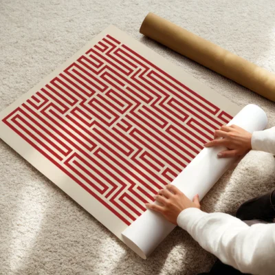 Red Bauhaus Vintage Mid Century Modern Art Print