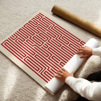 Bauhaus Art Print – Red Maze Lines