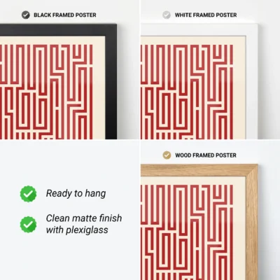 Red Bauhaus Vintage Mid Century Modern Art Print