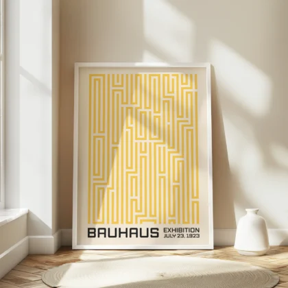 Bauhaus Art Print – Yellow Maze Lines