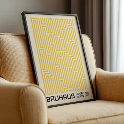 Yellow Bauhaus Vintage Mid Century Modern Art Poster