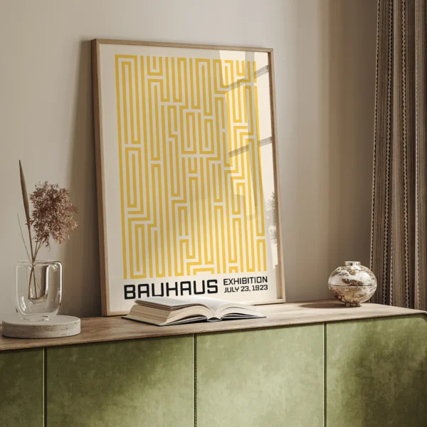 Yellow Bauhaus Vintage Mid Century Modern Art Poster