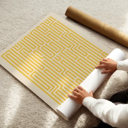 Bauhaus Art Print – Yellow Maze Lines