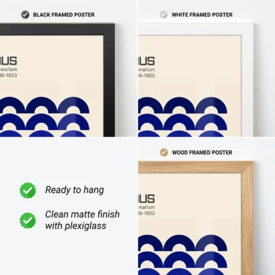 Bauhaus Blue Vintage Wall Art Print – Abstract Retro Poster