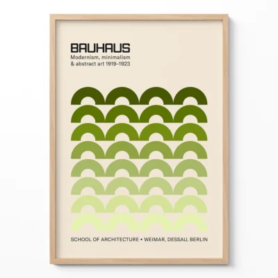 Bauhaus Green Vintage Wall Art Print – Minimalist Retro Poster
