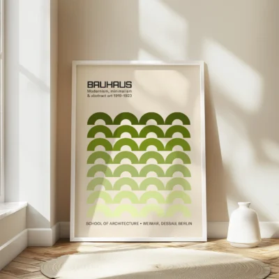 Bauhaus Green Vintage Wall Art Print – Minimalist Retro Poster