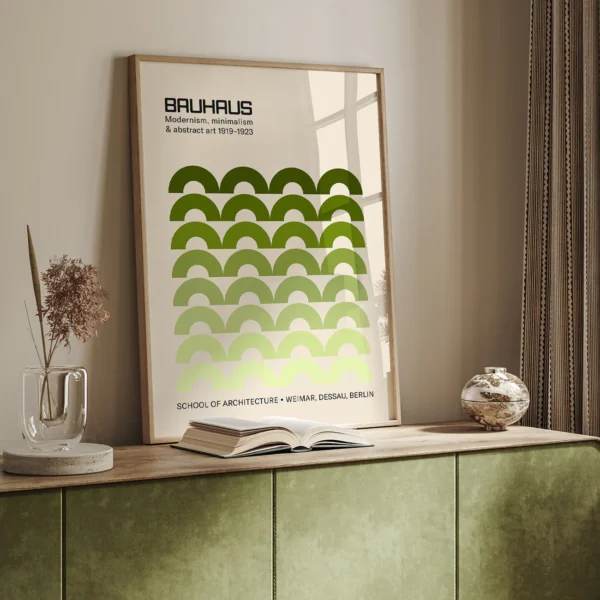 Bauhaus Green Vintage Wall Art Print – Minimalist Retro Poster