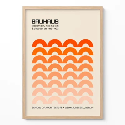 Bauhaus Orange Vintage Wall Poster – Geometric Wall Art
