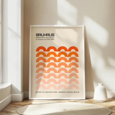 Bauhaus Orange Vintage Wall Poster – Geometric Wall Art