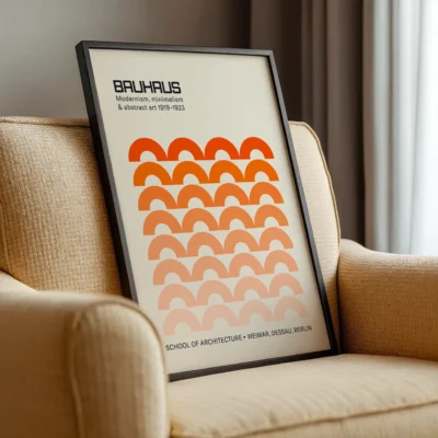 Bauhaus Orange Vintage Wall Poster – Geometric Wall Art