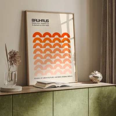 Bauhaus Orange Vintage Wall Poster – Geometric Wall Art