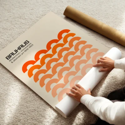 Bauhaus Orange Vintage Wall Poster – Geometric Wall Art