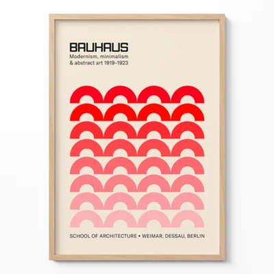 Bauhaus Red Vintage Wall Poster – Mid Century Wall Art
