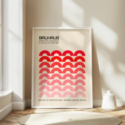Bauhaus Red Vintage Wall Poster – Mid Century Wall Art