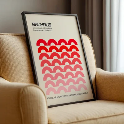 Bauhaus Red Vintage Wall Poster – Mid Century Wall Art