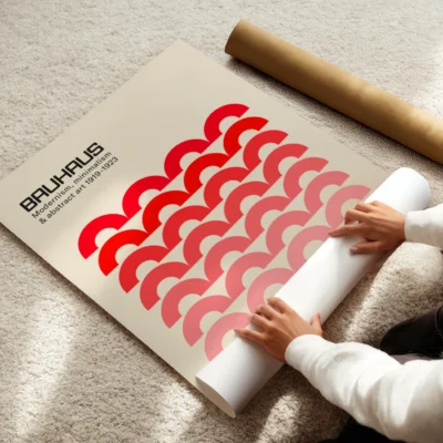 Bauhaus Red Vintage Wall Poster – Mid Century Wall Art