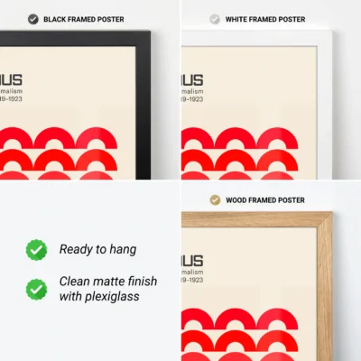 Bauhaus Red Vintage Wall Poster – Mid Century Wall Art