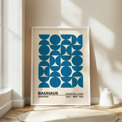 Bauhaus paveikslas – Mėlynų formų harmonija