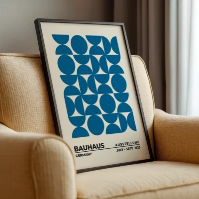 Bauhaus Style Artwork Upset Circles Blue – Geometric Poster