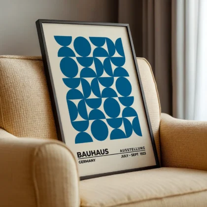 Bauhaus paveikslas – Mėlynų formų harmonija