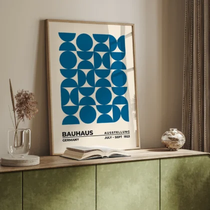Bauhaus paveikslas – Mėlynų formų harmonija